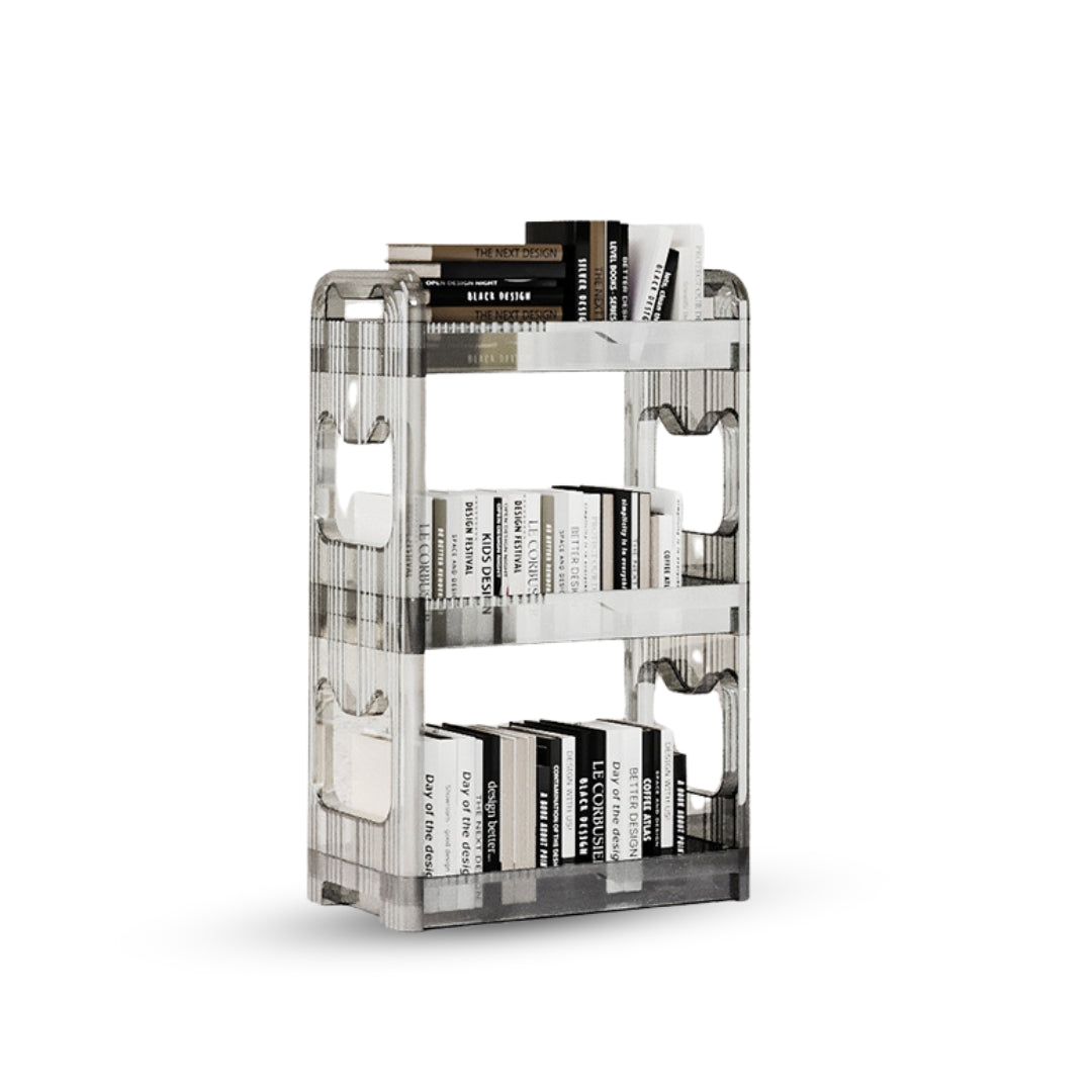 SOGA 38x24x90cm Clear 3 Tier Bookshelf & Cosmetic Storage Organizer Trolley Rack