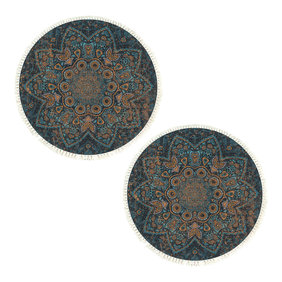 SOGA 2X 120cm Mandala Pattern Circle Area Rugs for Living Room Lounge Anti-slip Doormat Home Decor