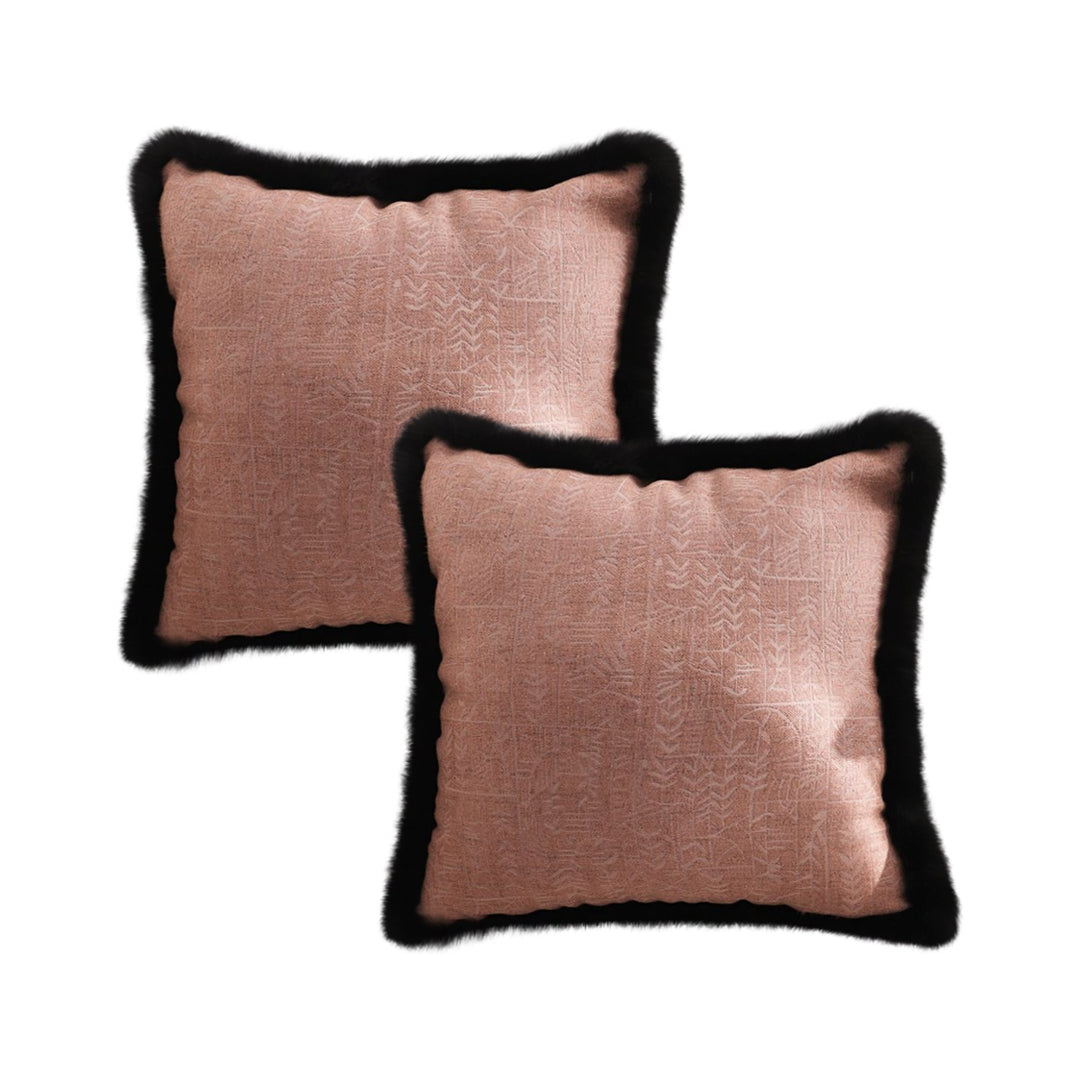 SOGA 2X 50cm Mid-century Style Raised Embroidery Texture Edged Square Throw Pillow