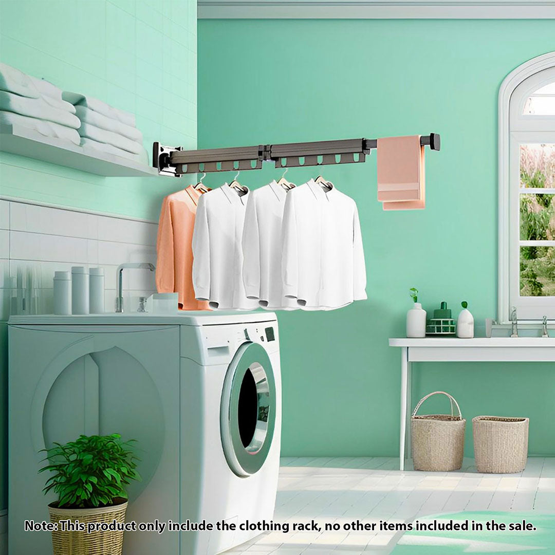 SOGA 127.5cm Wall-Mounted Clothing Dry Rack Retractable Space-Saving Foldable Hanger 2