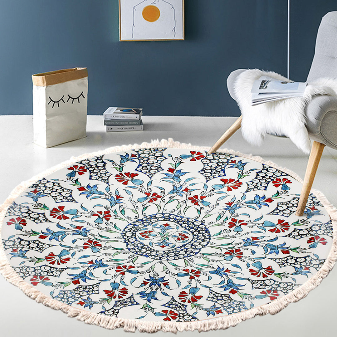 SOGA 2X 120cm Mandala Round Area Thick Anti-slip Doormat Home Decor