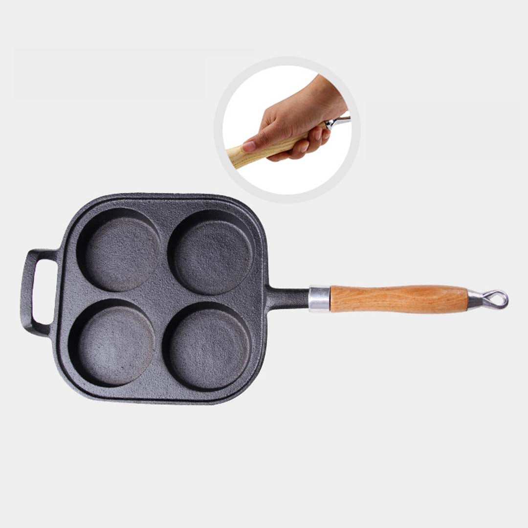 SOGA 2X 4 Mold Cast Iron Breakfast Fried Egg Pancake Omelette Fry Pan