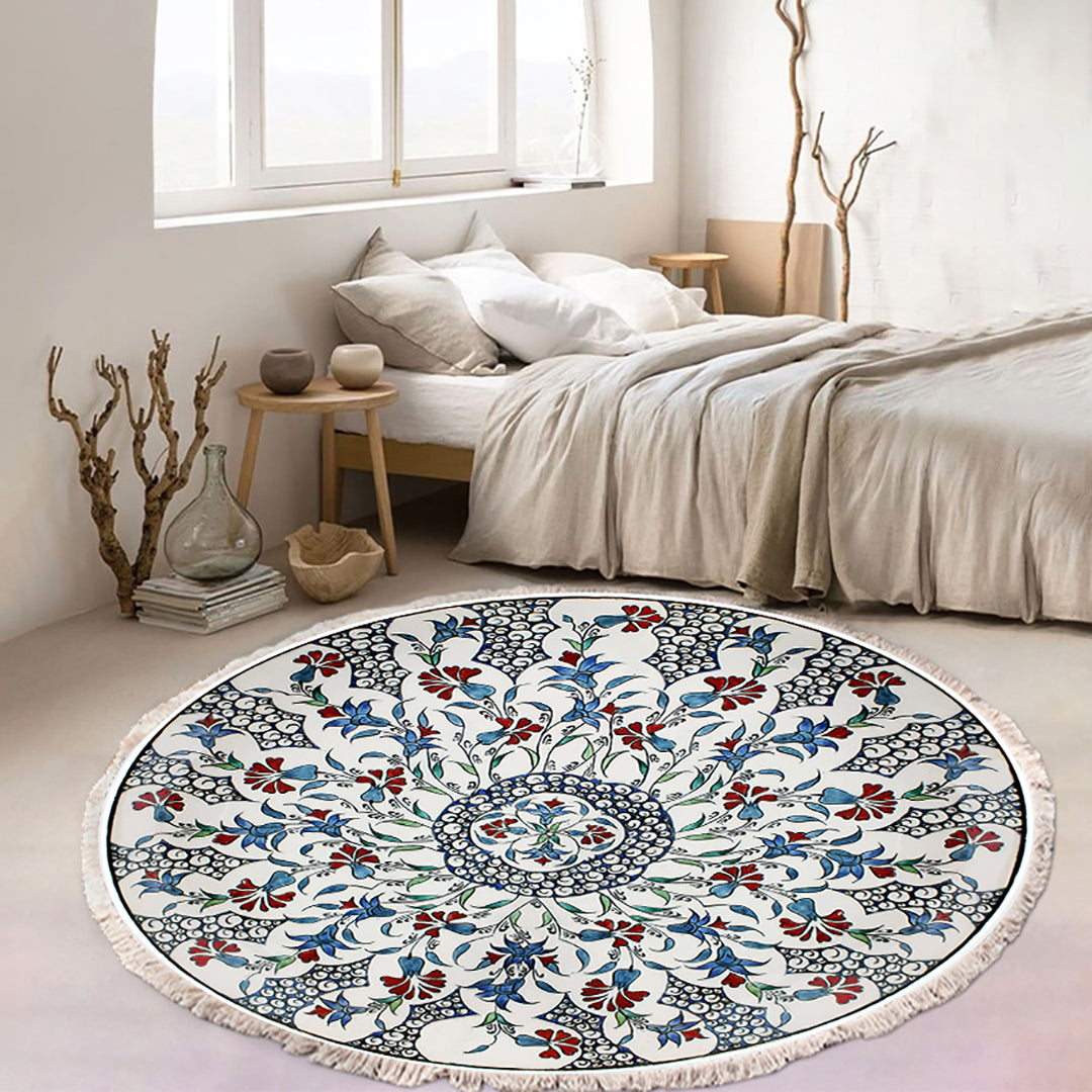 SOGA 2X 120cm Mandala Round Area Thick Anti-slip Doormat Home Decor