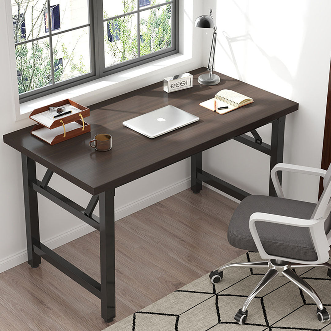 SOGA 120x60 Walnut Foldable Computer Study Table Easy Assembly Desk No Chair
