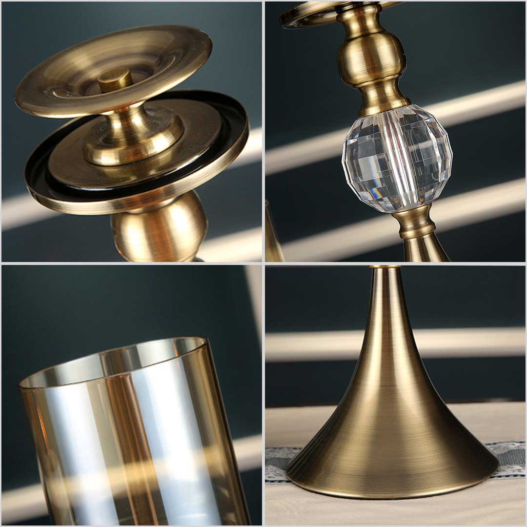 SOGA 2X 38cm Glass Candle Holder Candle Stand Glass/Metal