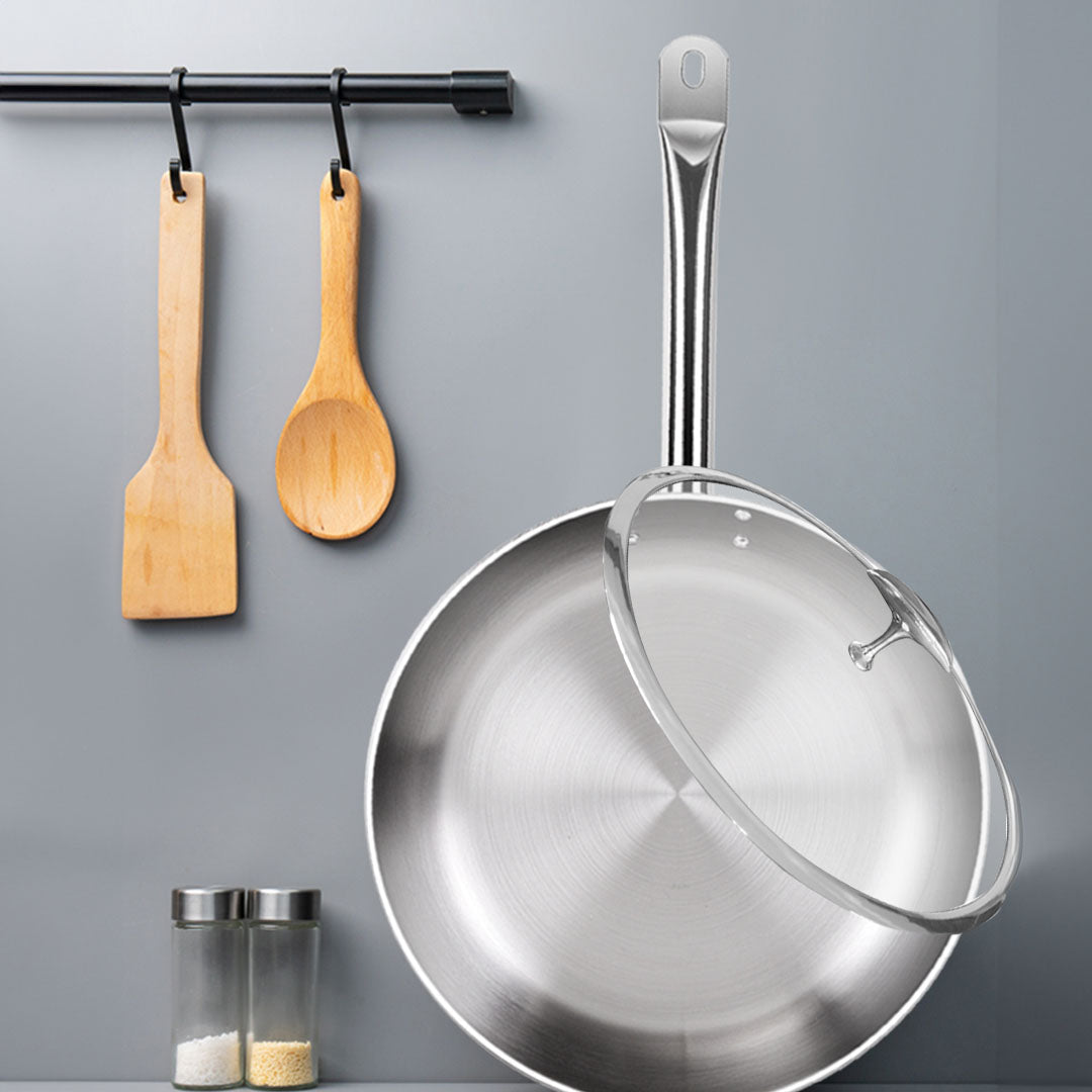 SOGA 30cm Stainless Steel Saucepan Sauce pan with Glass Lid and Helper Handle Triple Ply Base Cookware