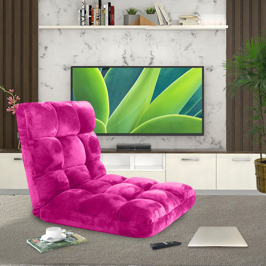 SOGA Floor Recliner Folding Lounge Sofa Futon Couch Folding Chair Cushion Pink x2
