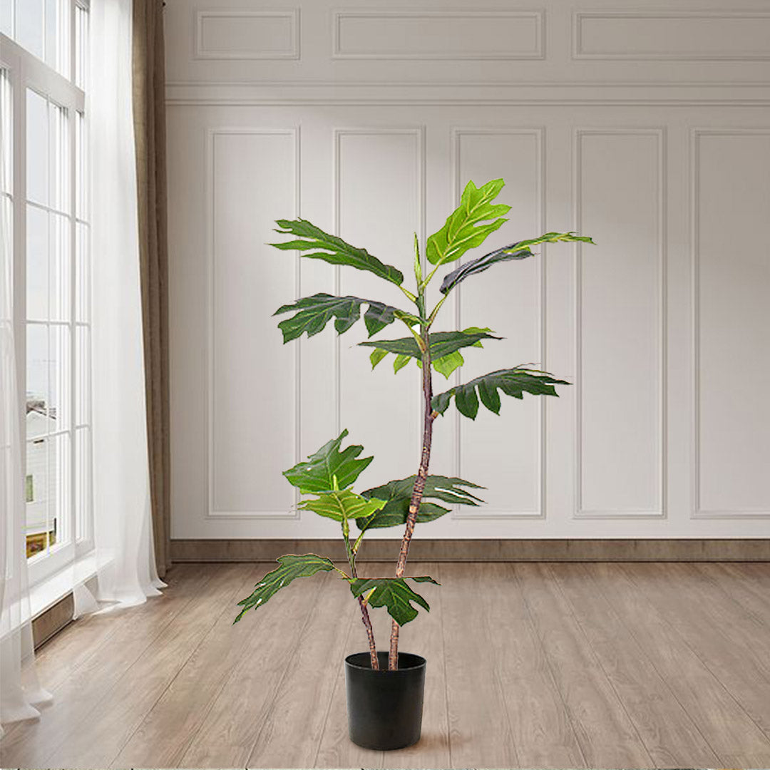 SOGA 4X 90cm 2-Trunk Artificial Natural Green Split-Leaf Philodendron Tree Fake Tropical Indoor Plant Home Office Decor