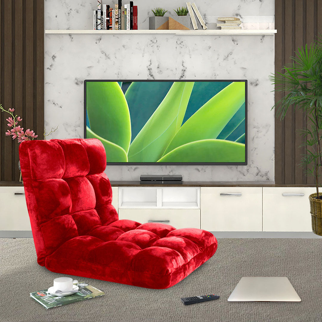SOGA Floor Recliner Folding Lounge Sofa Futon Couch Folding Chair Cushion Red x4