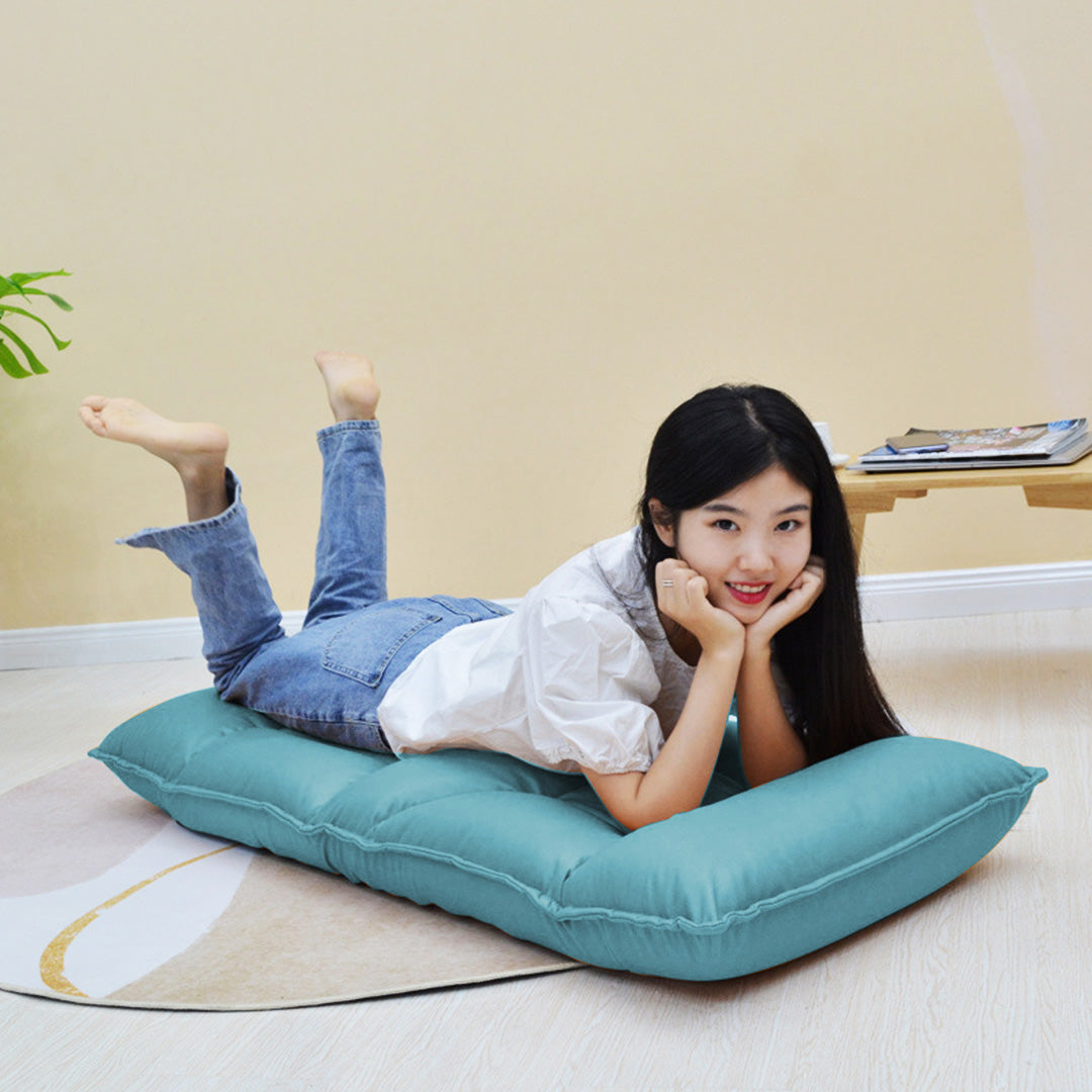 SOGA 4X Blue Lounge Recliner Lazy Sofa Bed Tatami Cushion Collapsible Backrest Seat Home Office Decor