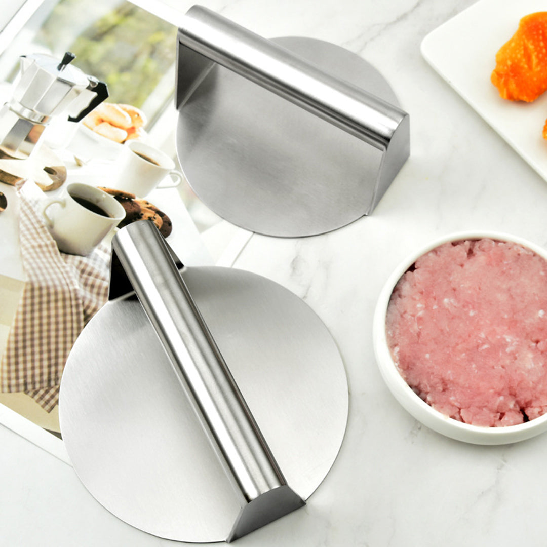 SOGA 2X Stainless Steel Burger Press Heavy-Duty Round Bacon Grill Smasher Flat Bottom Patty Maker