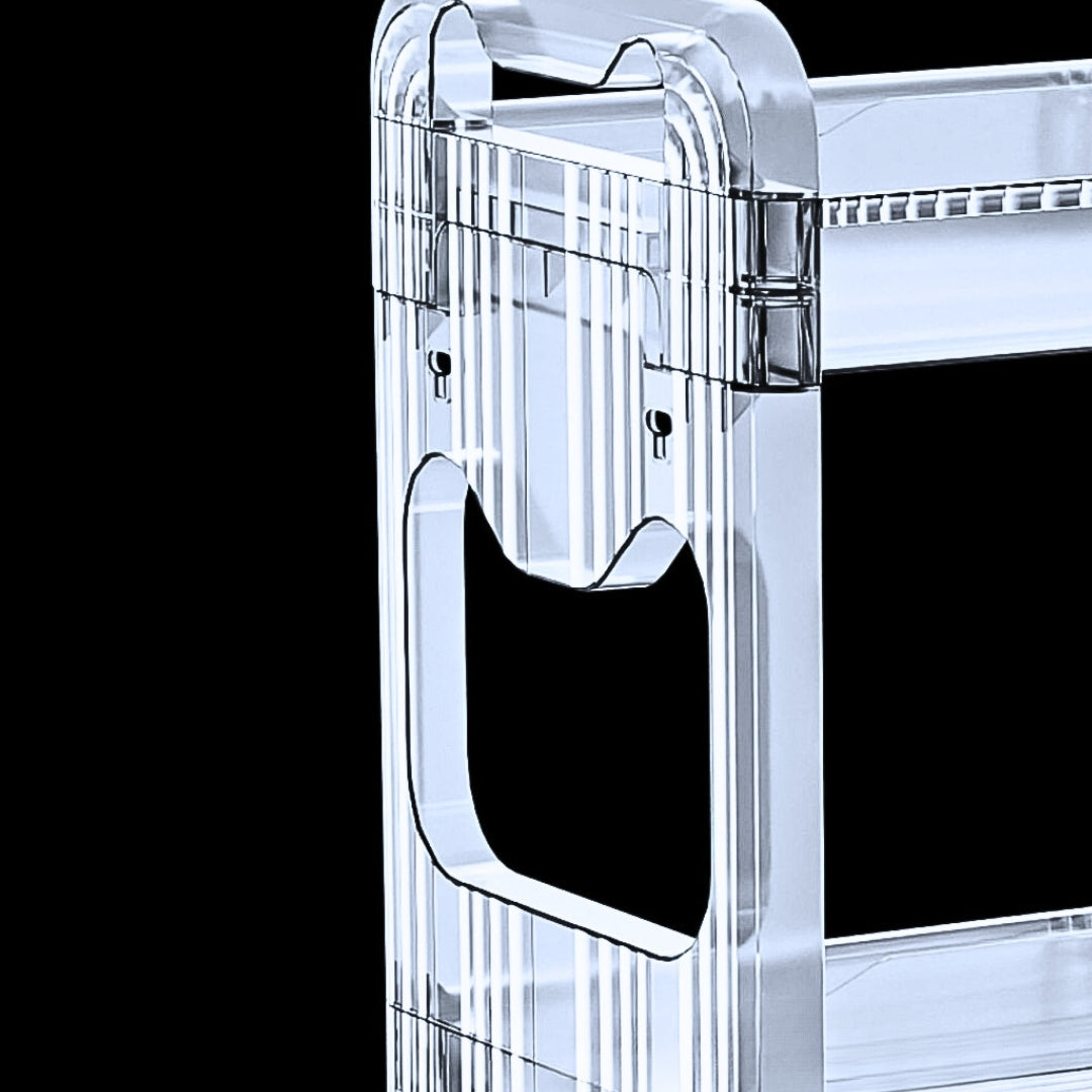 SOGA 38x24x90cm Clear 3 Tier Bookshelf & Cosmetic Storage Organizer Trolley Rack