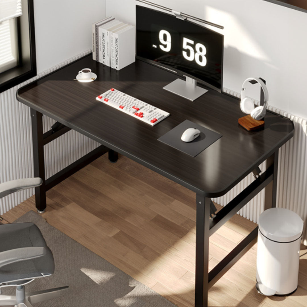 SOGA 120x60 Walnut Foldable Computer Study Table Easy Assembly Desk No Chair