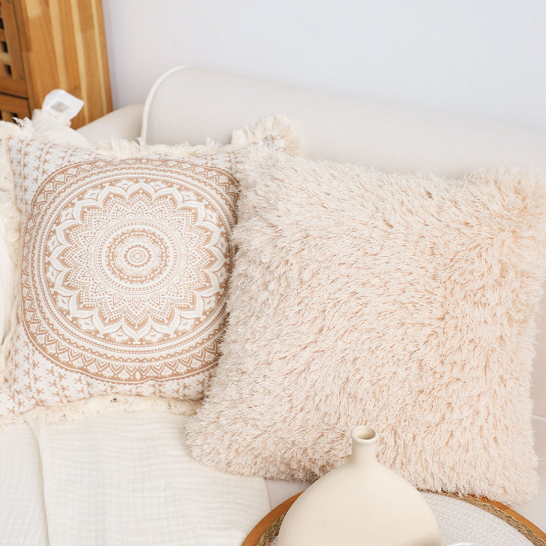 SOGA 2X 50CM Beige Pillow Plush Sofa Cushion, Soft Fabric, Modern Couch Velvet, Decorative Throw Pillow