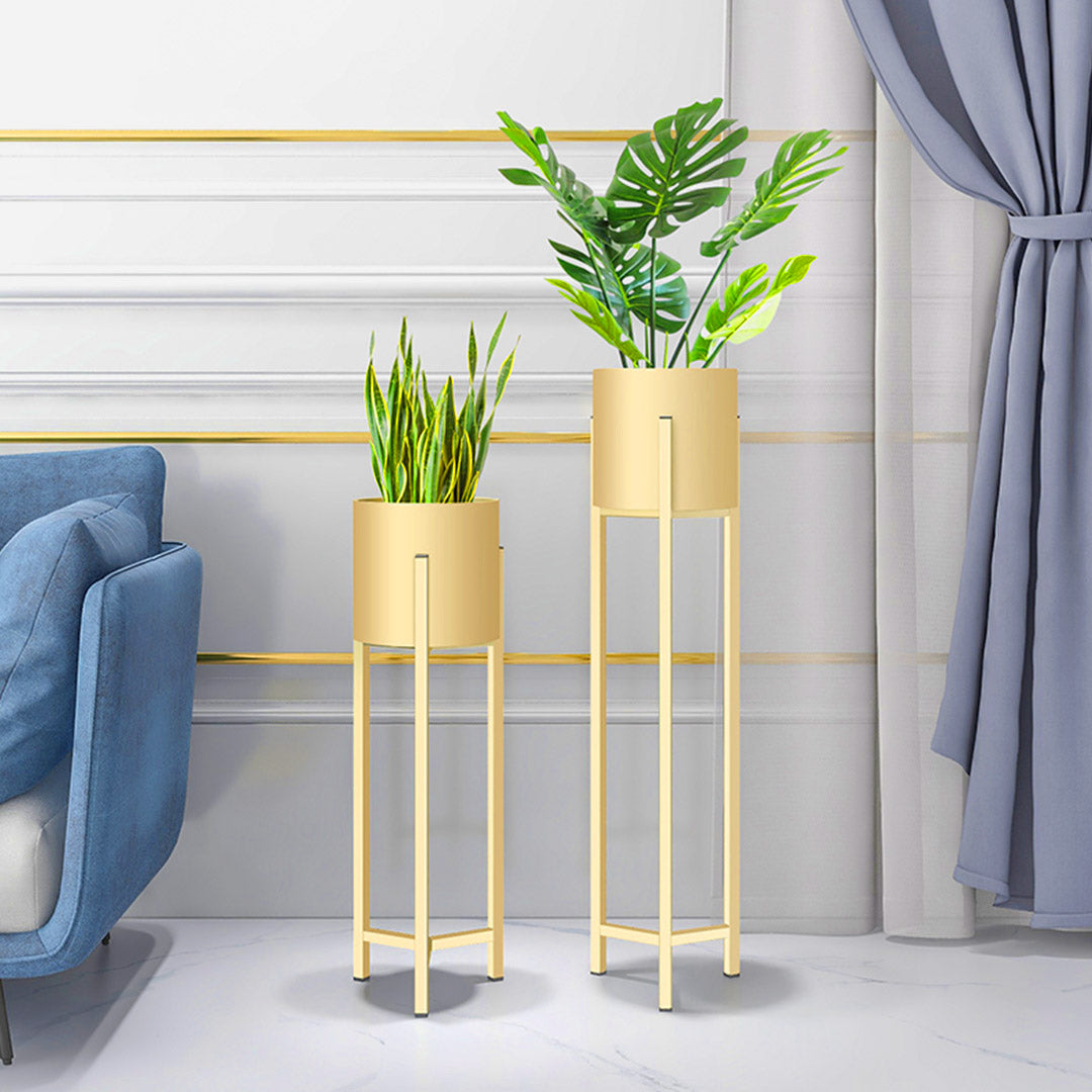 SOGA 4X 75cm Gold Metal Plant Stand with Flower Pot Holder Corner Shelving Rack Indoor Display