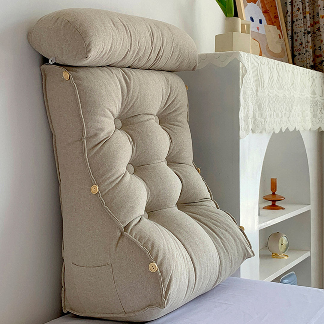 SOGA 4X 60cm White Triangular Wedge Lumbar Pillow Headboard Backrest Sofa Bed Cushion Home Decor