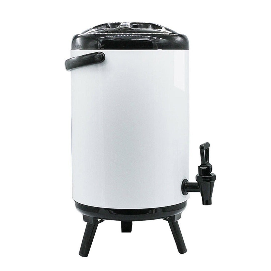 SOGA 4X 8L Stainless Steel Insulated Milk Tea Barrel Hot and Cold Beverage Dispenser Container with Faucet White