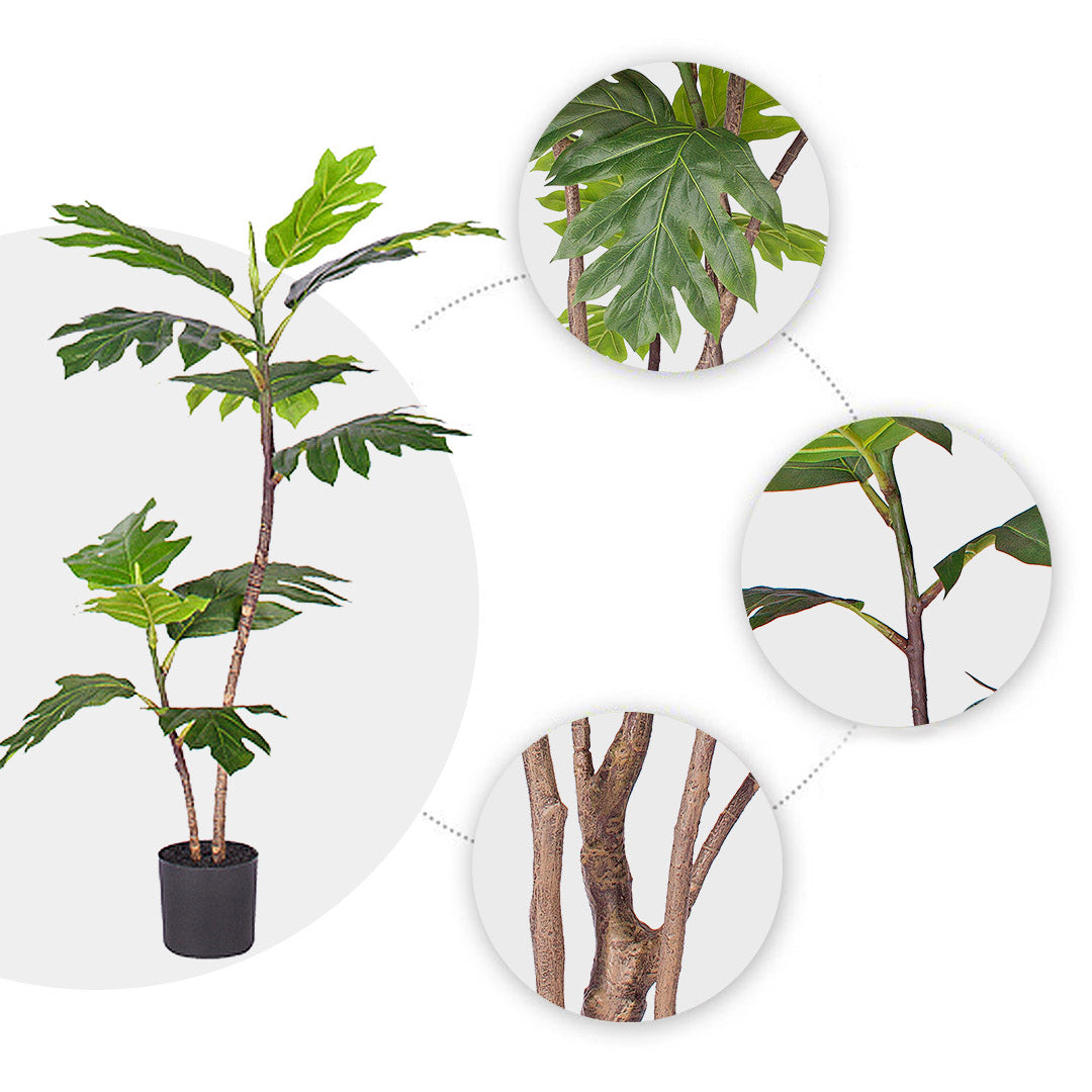 SOGA 4X 90cm 2-Trunk Artificial Natural Green Split-Leaf Philodendron Tree Fake Tropical Indoor Plant Home Office Decor