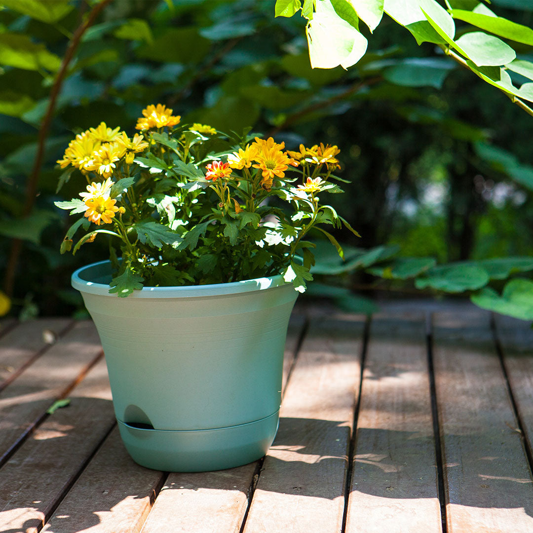 SOGA 19.5cm Blue Plastic Plant Pot Self Watering Planter Flower Bonsai Indoor Outdoor Garden Decor Set of 2