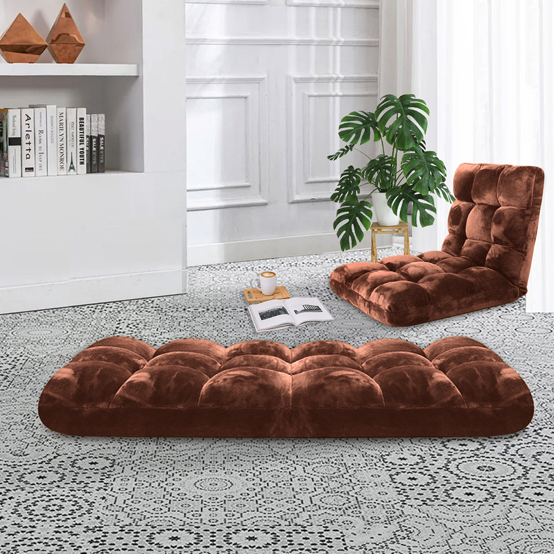 SOGA Floor Recliner Folding Lounge Sofa Futon Couch Folding Chair Cushion Coffee x4
