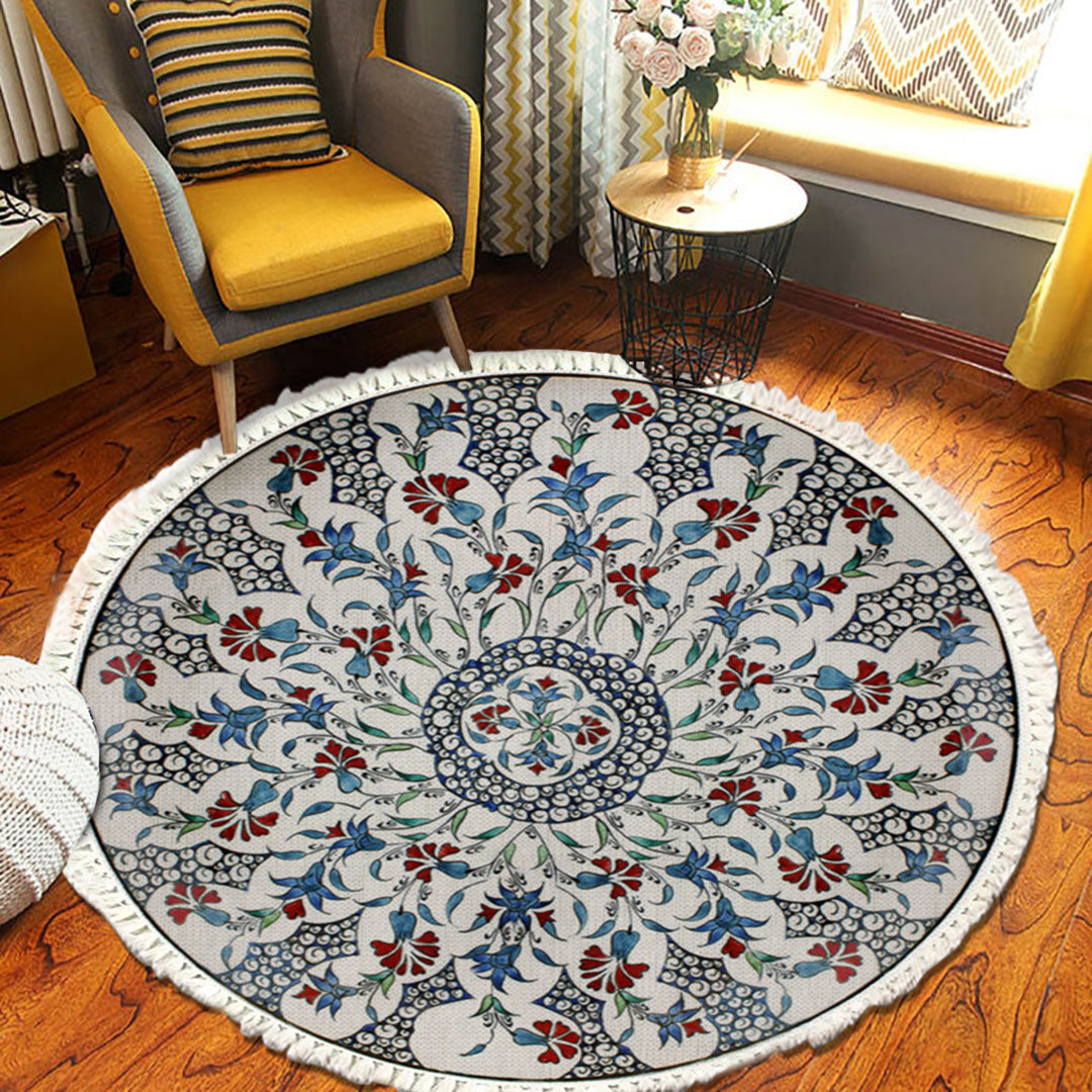 SOGA 2X 120cm Mandala Round Area Thick Anti-slip Doormat Home Decor