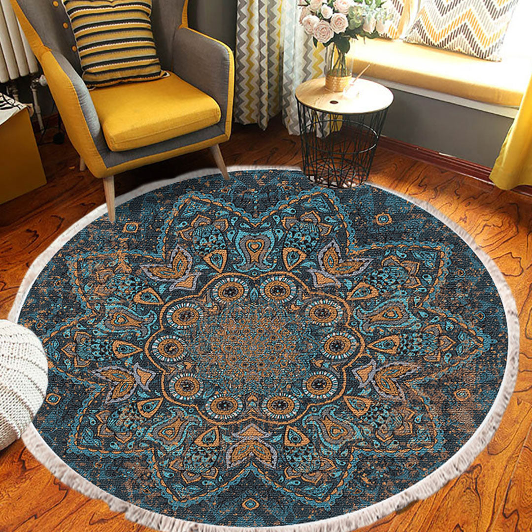 SOGA 2X 120cm Mandala Pattern Circle Area Rugs for Living Room Lounge Anti-slip Doormat Home Decor