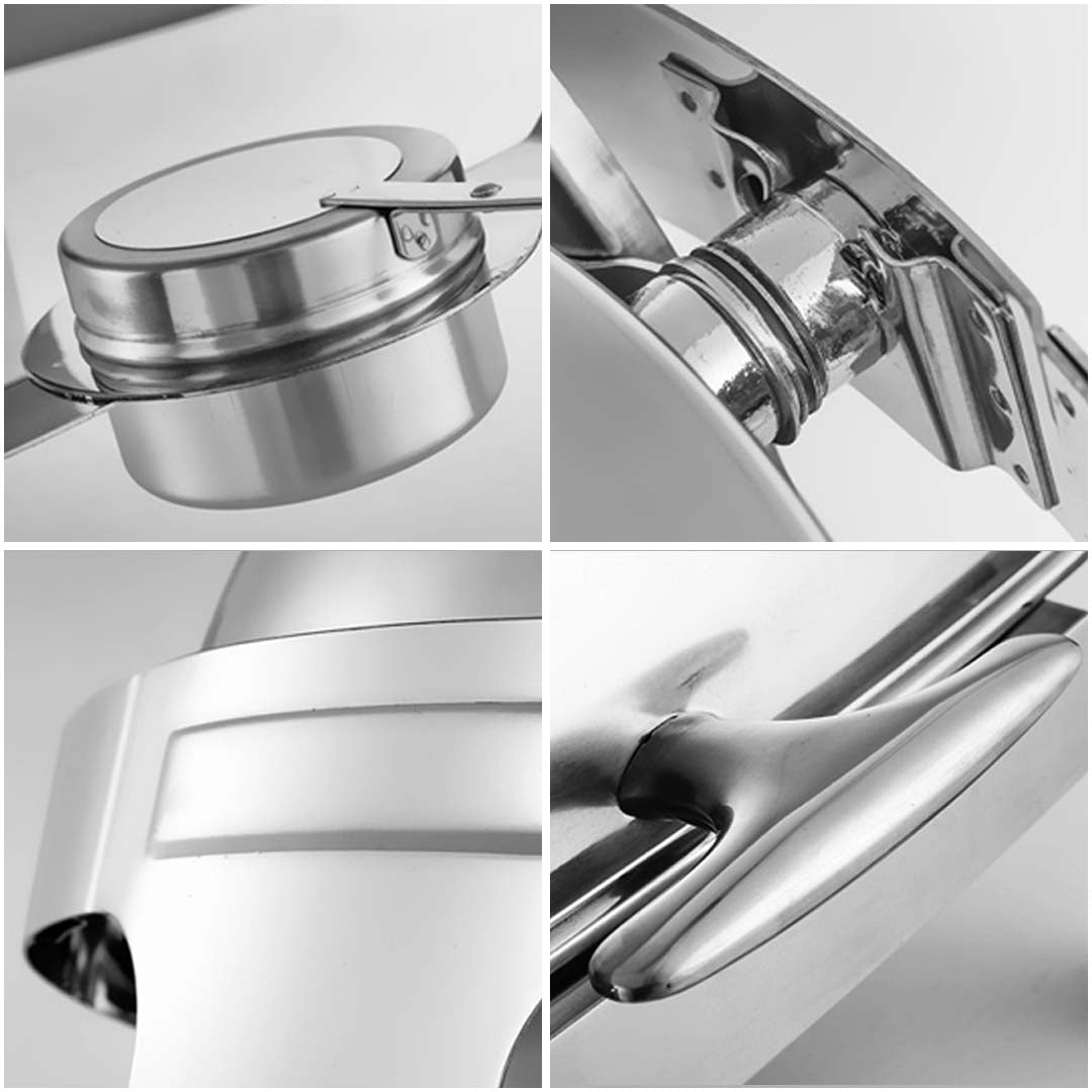 SOGA 4X 6L Stainless Steel Chafing Food Warmer Catering Dish Round Roll Top