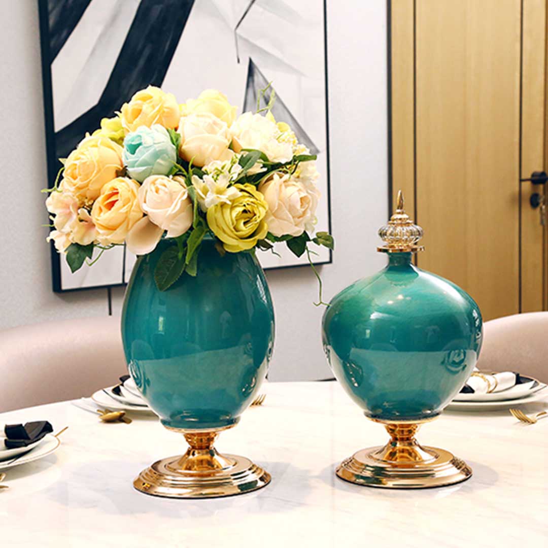 Ceramic Oval Flower Vase Set