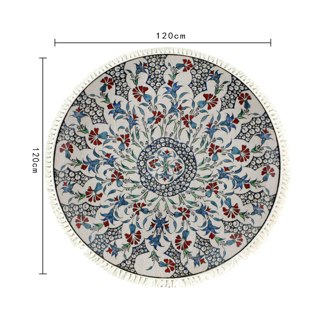 SOGA 2X 120cm Mandala Round Area Thick Anti-slip Doormat Home Decor