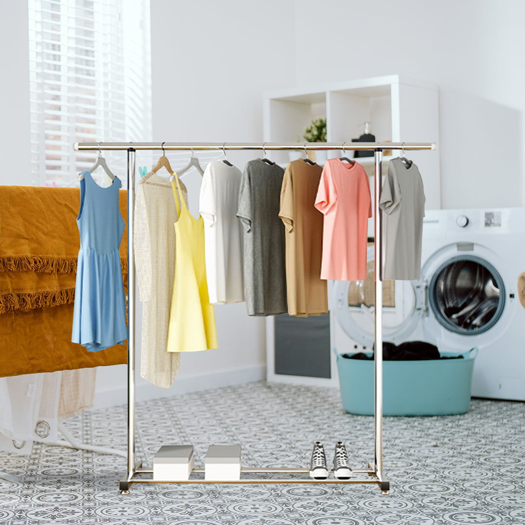 SOGA 2X 125cm Stainless Steel Floor-Standing Clothes Rack - Durable and Space-Saving Laundry Organizer