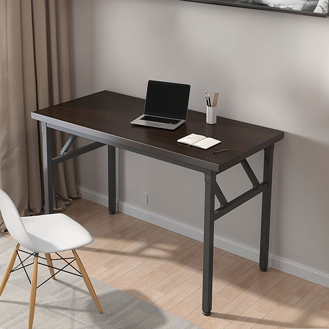 SOGA 120x60 Walnut Foldable Computer Study Table Easy Assembly Desk No Chair