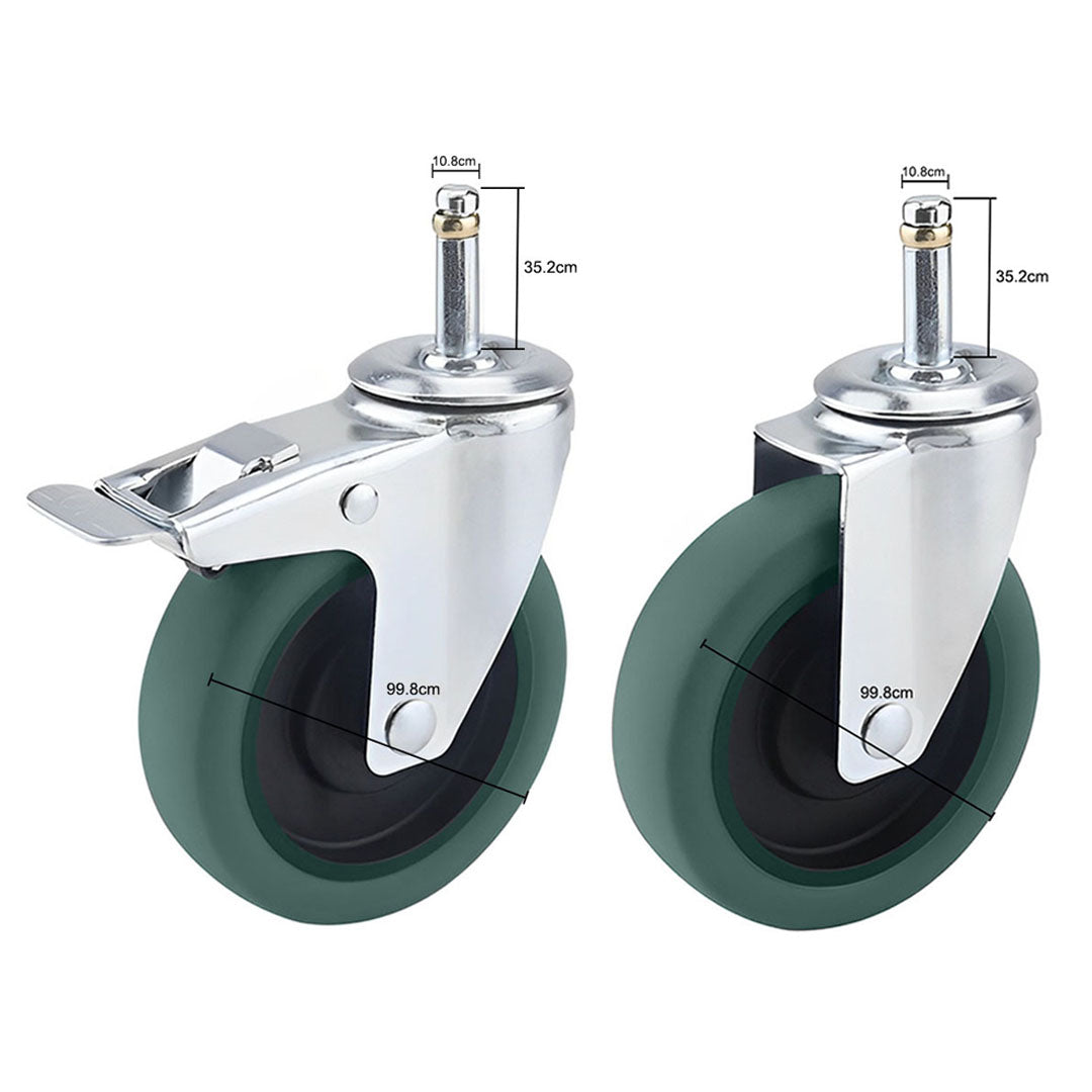 SOGA 4 Heavy Duty Polyurethane Swivel Castor Wheels with 2 Lock Brakes Casters