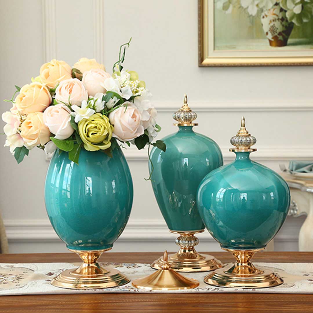 Ceramic Oval Flower Vase Set