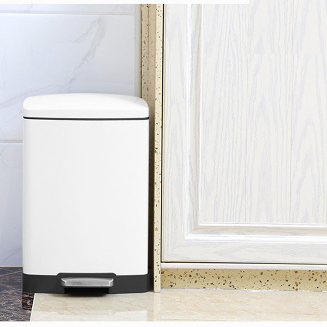 SOGA 4X Foot Pedal Stainless Steel Rubbish Recycling Garbage Waste Trash Bin Rectangular Shape 12L White