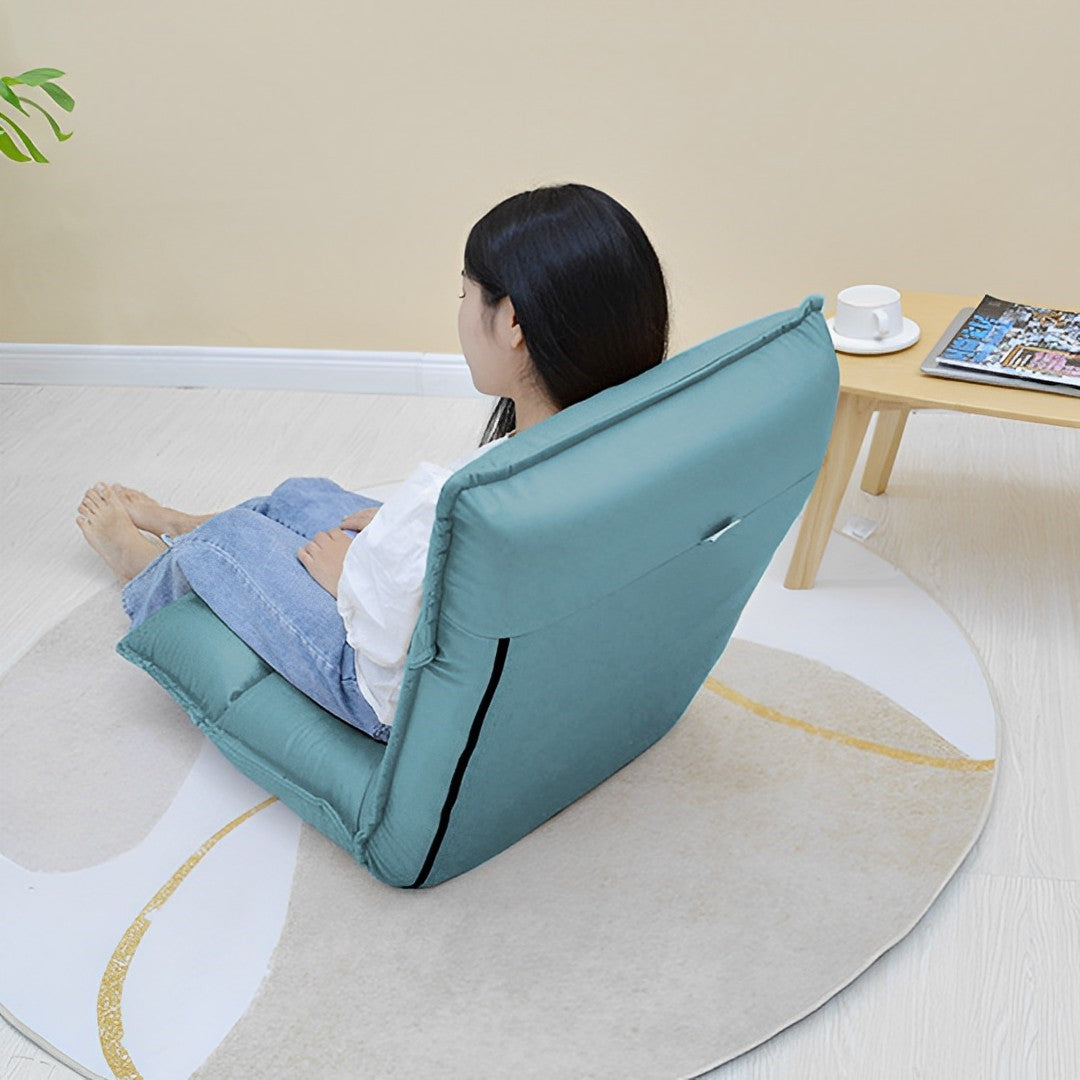 SOGA 4X Blue Lounge Recliner Lazy Sofa Bed Tatami Cushion Collapsible Backrest Seat Home Office Decor
