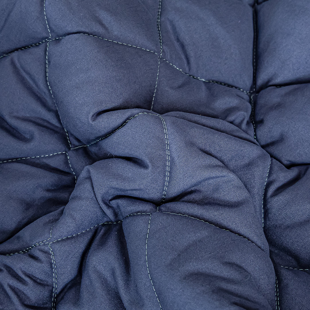 SOGA 2X Blue 183cm Wide Cross-Hatch Mattress Cover Thick Quilted Stretchable Bed Spread Sheet Protector with Pillow Covers