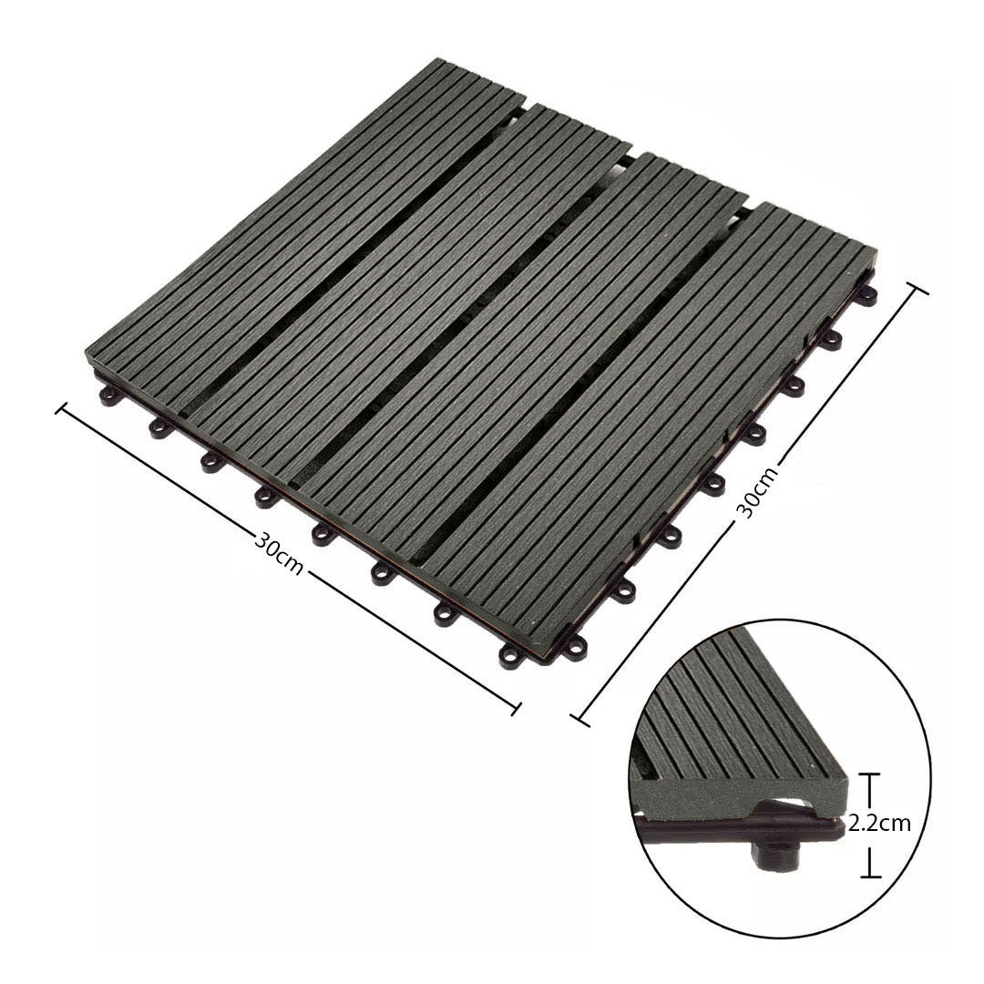 SOGA 2X 11 pcs Grey DIY Wooden Composite Decking Tiles Garden Outdoor Backyard Flooring Home Decor
