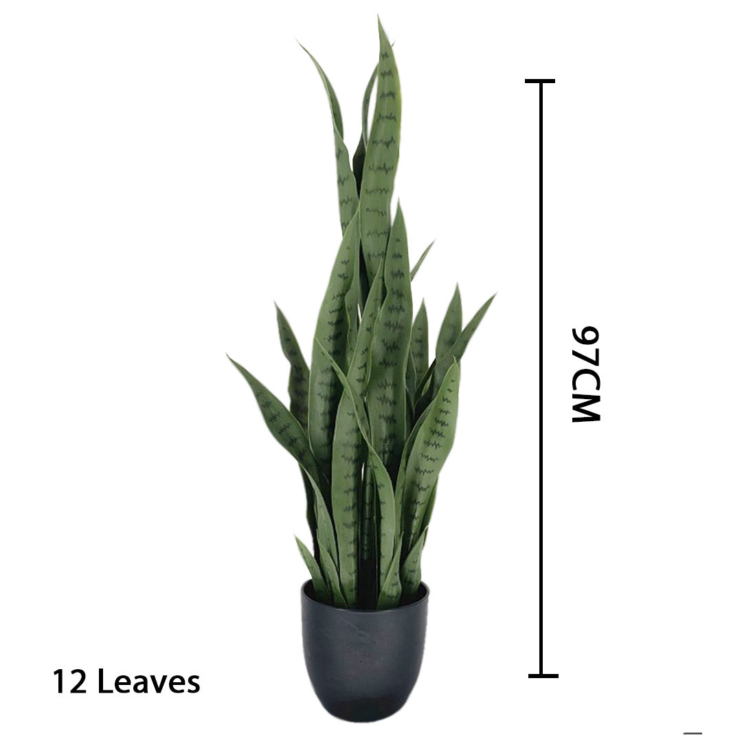 SOGA 4X 97cm Sansevieria Snake Artificial Plants with Black Plastic Planter Greenery, Home Office Decor