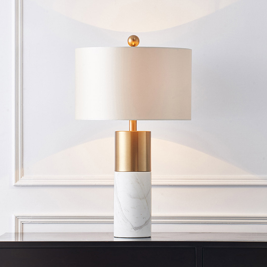 SOGA 4X 60cm White Marble Bedside Modern Desk Table Lamp Living Room Shade with Cylinder Base