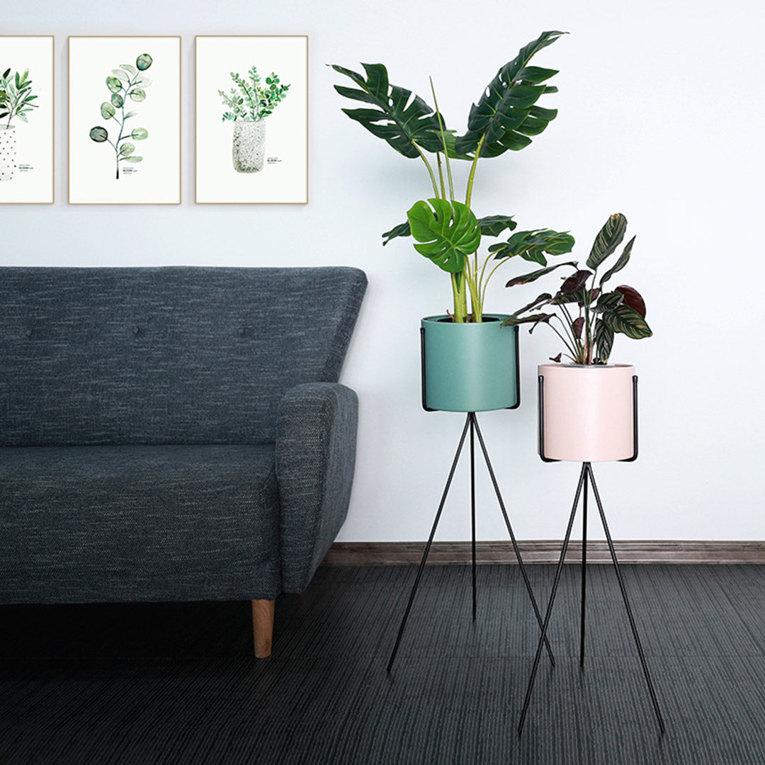 SOGA 4X 80cm Tripod Flower Pot Plant Stand with Pink Flowerpot Holder Rack Indoor Display