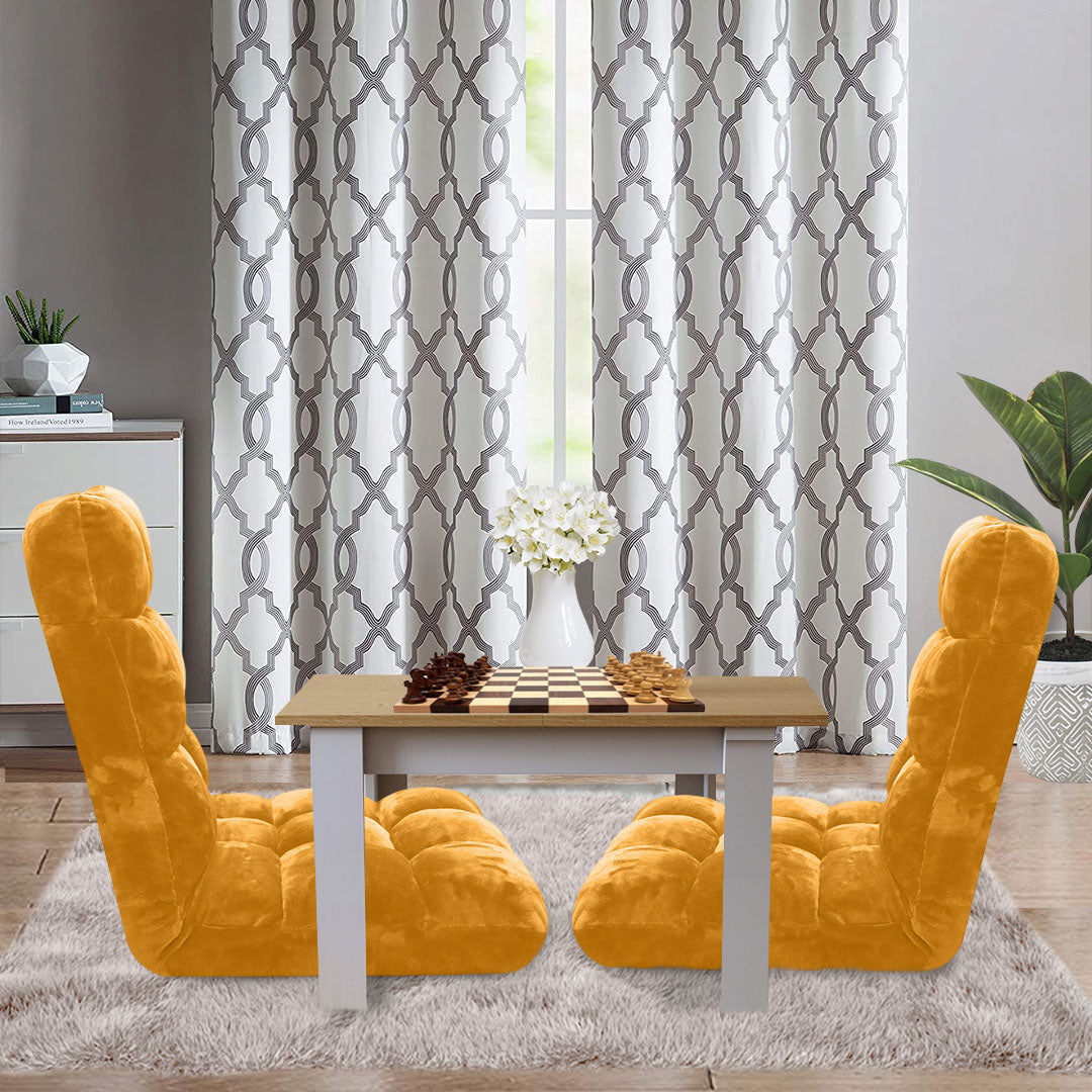 SOGA Floor Recliner Folding Lounge Sofa Futon Couch Folding Chair Cushion Apricot x2