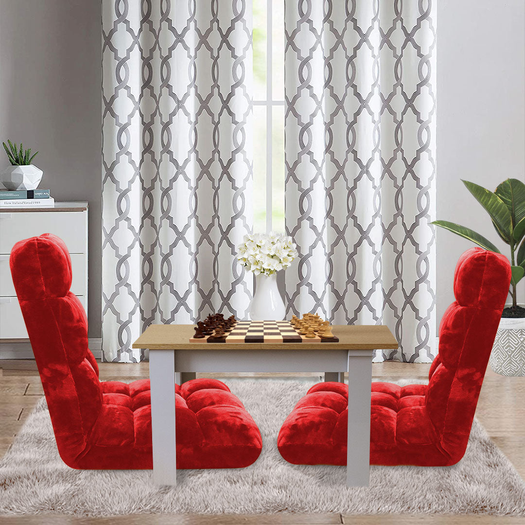 SOGA Floor Recliner Folding Lounge Sofa Futon Couch Folding Chair Cushion Red x4