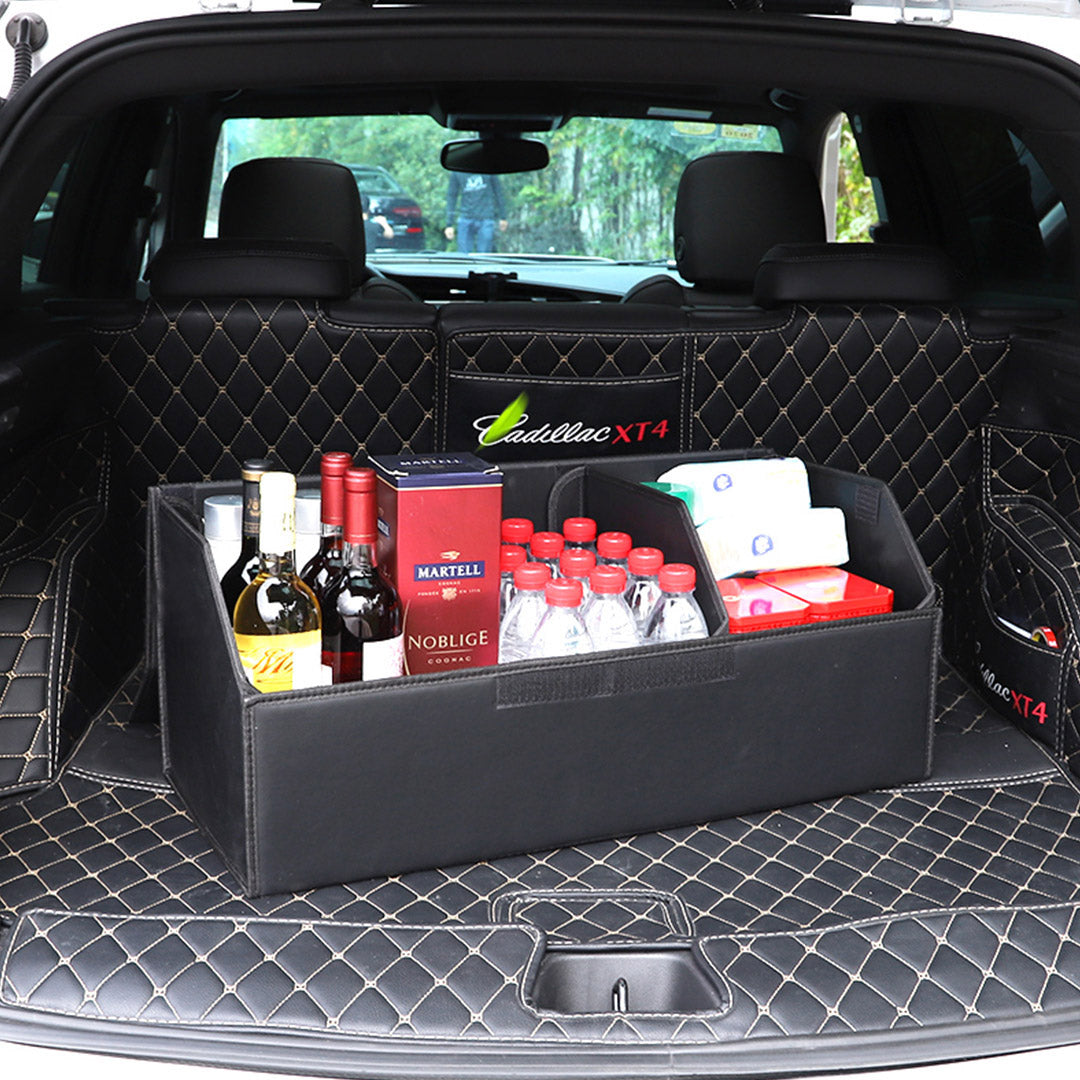 SOGA 2X Leather Car Boot Collapsible Foldable Trunk Cargo Organizer Portable Storage Box Black Large