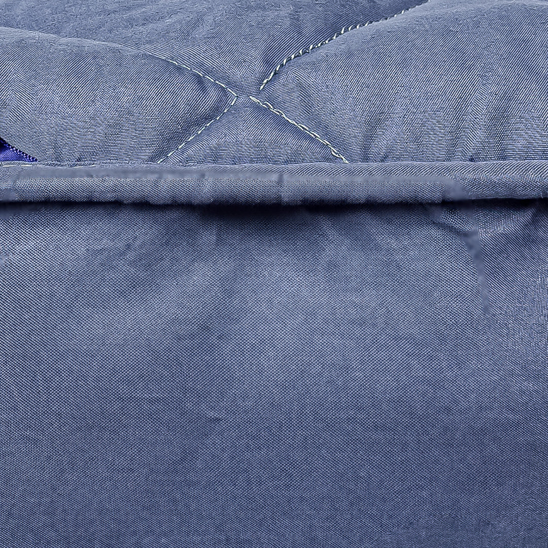 SOGA 2X Blue 183cm Wide Cross-Hatch Mattress Cover Thick Quilted Stretchable Bed Spread Sheet Protector with Pillow Covers