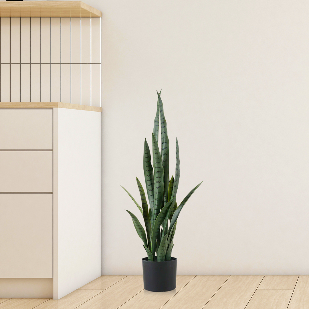 SOGA 4X 95cm Sansevieria Snake Artificial Plants with Black Plastic Planter Greenery, Home Office Decor