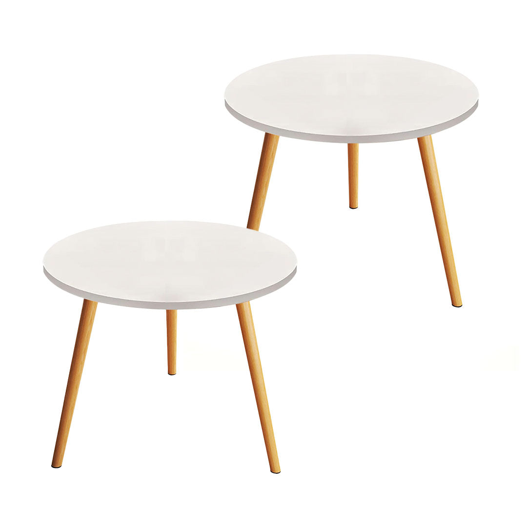 SOGA 2X 60x60cm White Small Side Coffee Table Living Room Balcony Home D√©cor Style