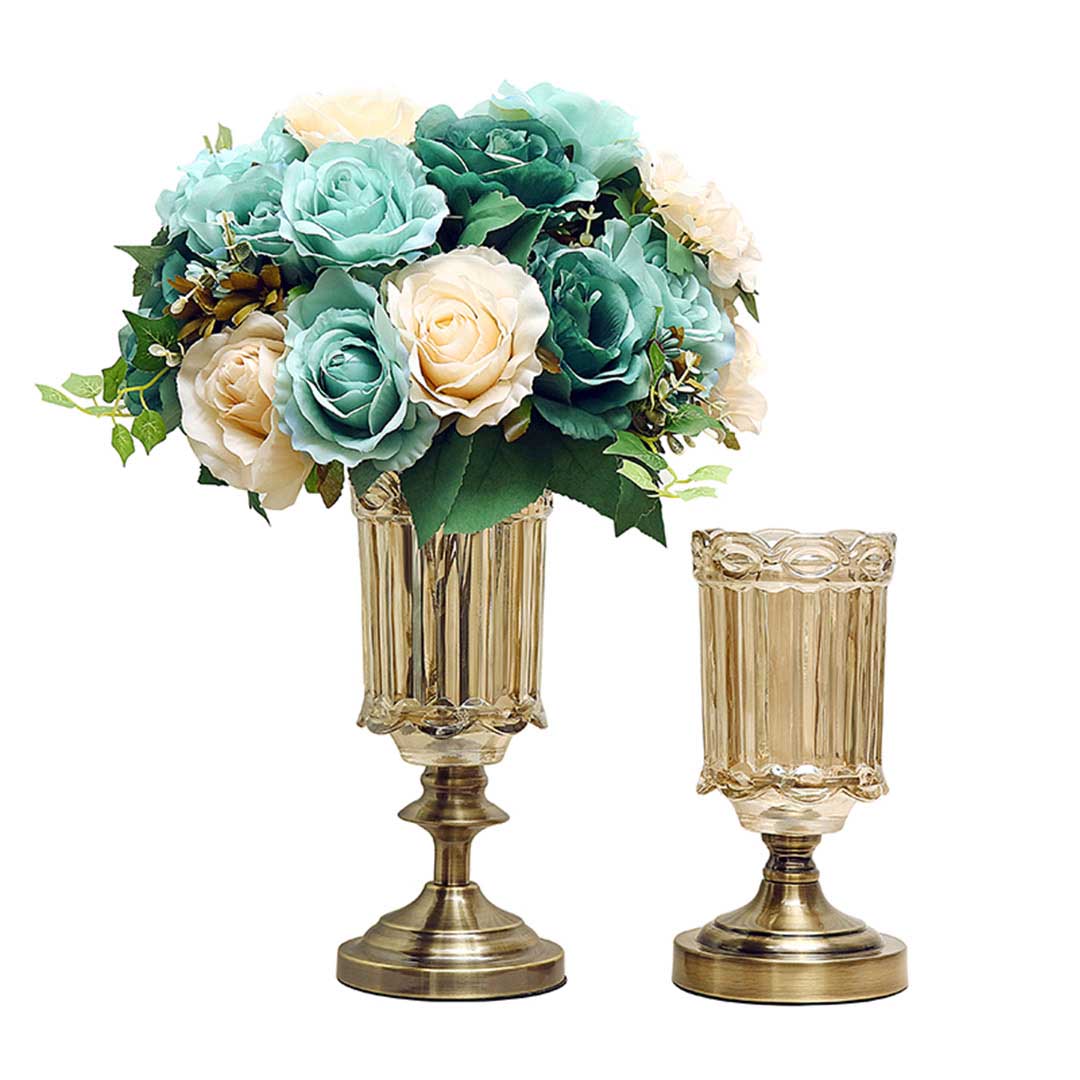 Transparent Vase with Blue Flower Set
