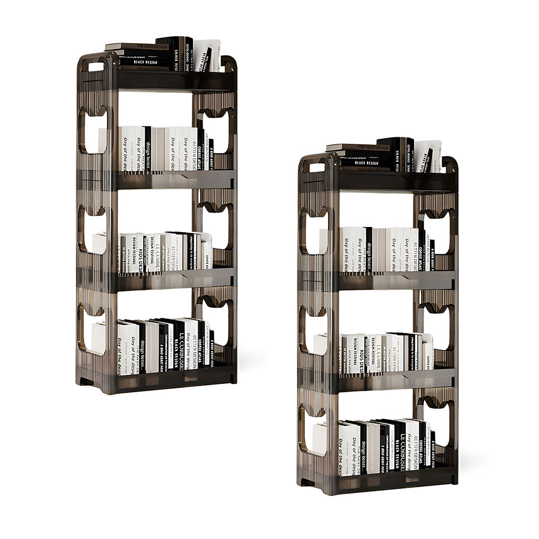 SOGA 2X 38x24cm Black 3 Tier Bookshelf & Cosmetic Storage Organizer Trolley Rack