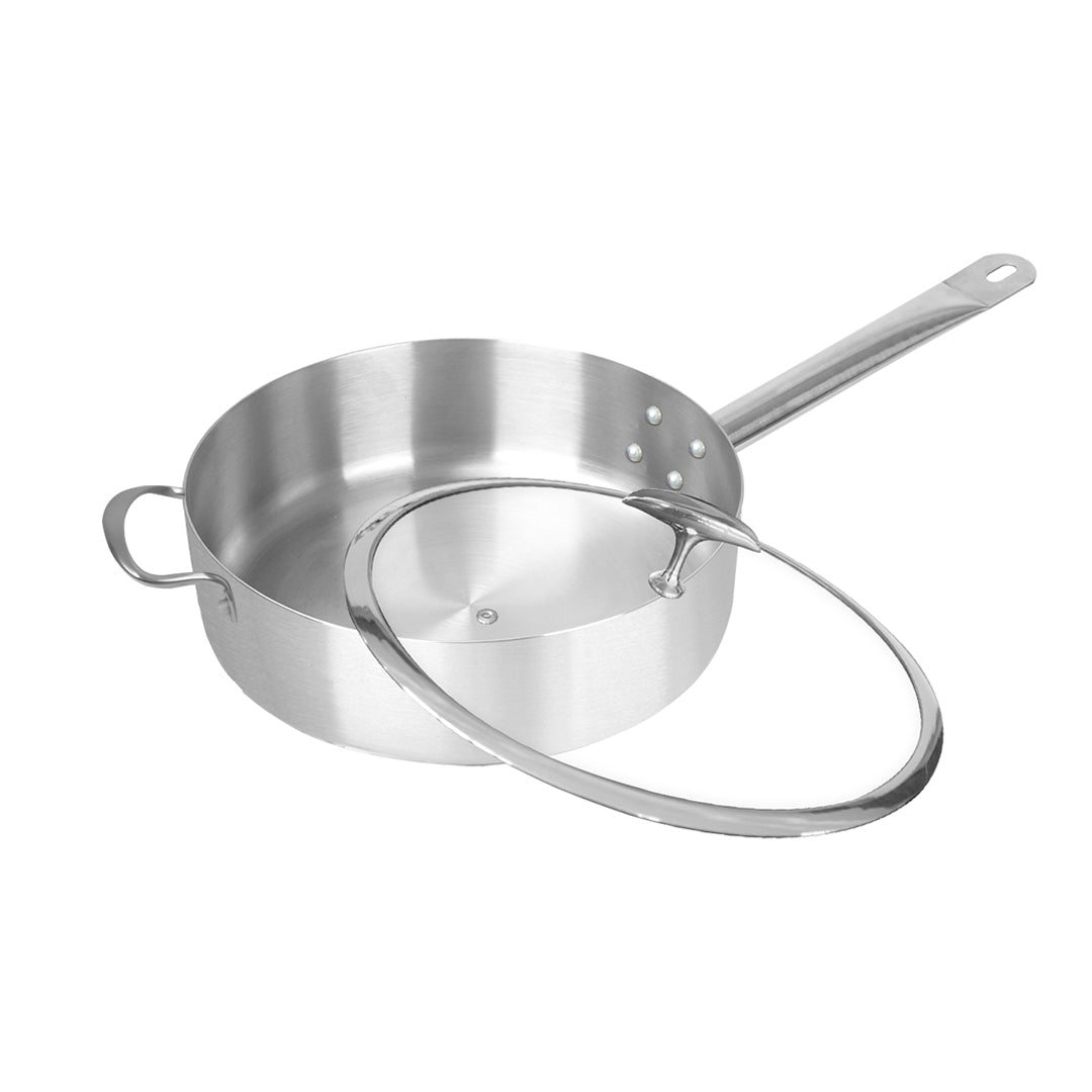 SOGA 30cm Stainless Steel Saucepan Sauce pan with Glass Lid and Helper Handle Triple Ply Base Cookware
