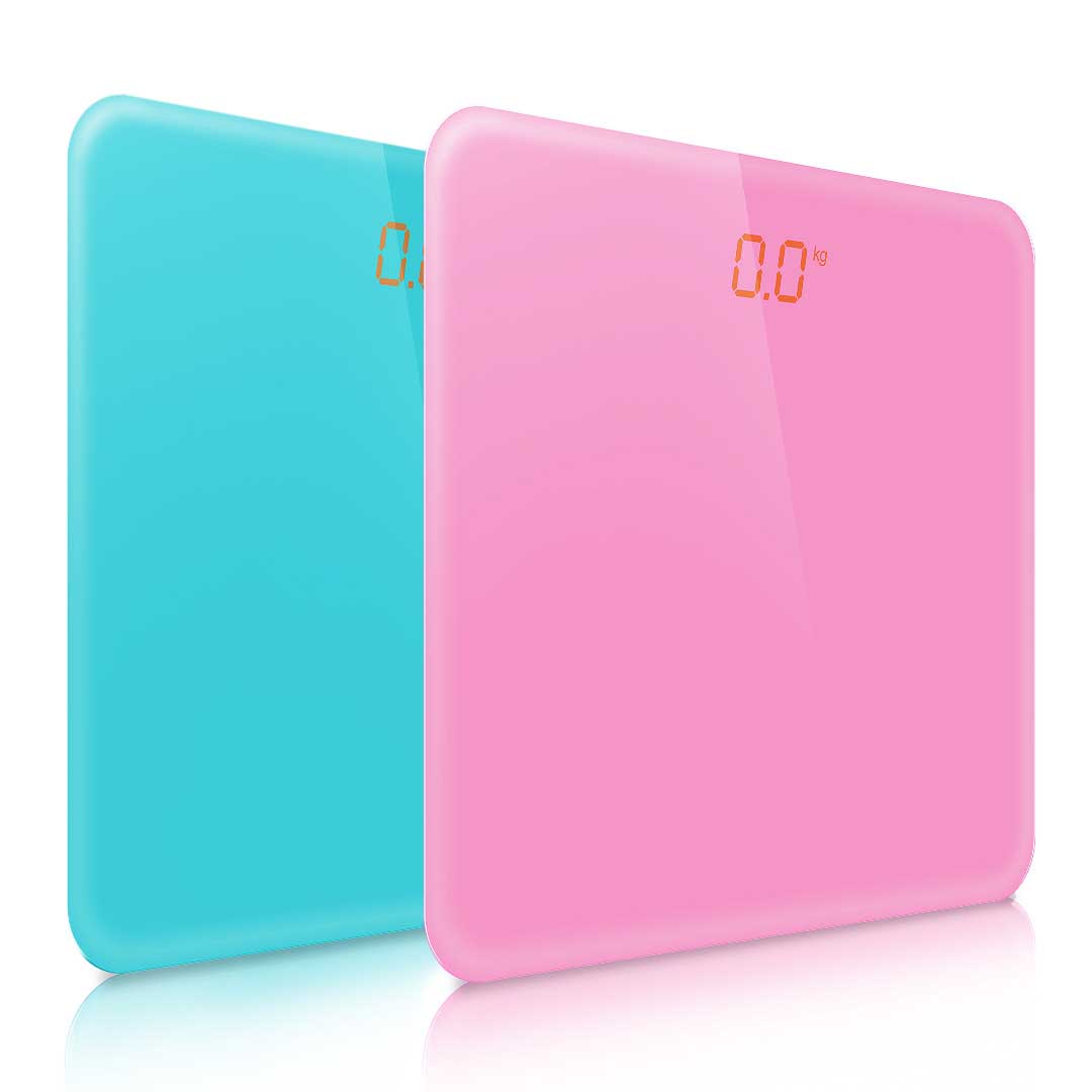 SOGA 2X 180kg Digital Fitness Weight Bathroom Gym Body Glass LCD Electronic Scales Pink/Blue